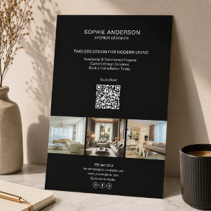 Moderne Aangepaste Foto QR Zwarte Professionele Za Flyer