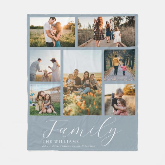 Moderne aangepaste fotocollage elegante scriptfami fleece deken (Voorkant)