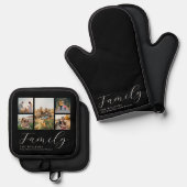 Moderne aangepaste fotocollage elegante scriptfami ovenwant & pannenlap set (Voorkant / Achterkant)