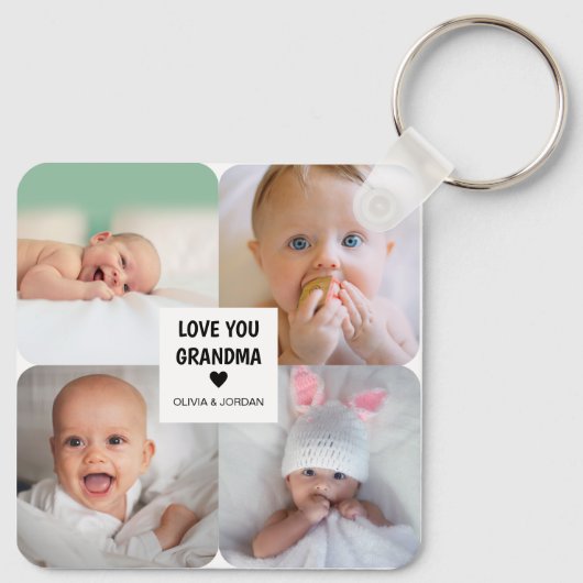 Moderne, aangepaste fotocollage-liefde voor grootm sleutelhanger (Achterkant)