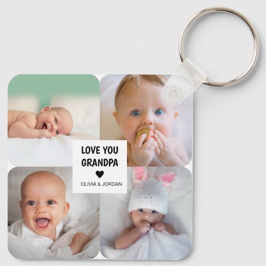 Moderne, aangepaste fotocollage-liefde voor je opa sleutelhanger (Achterkant)