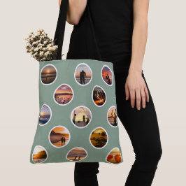 Moderne aangepaste fotocollage met polka stippen t draagtas