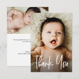 Moderne aangepaste foto's Kleine notitie Baby Show Bedankkaart