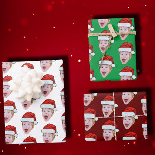 Moderne Aangepaste Gezichtsfoto Santa Claus Pet Ch Inpakpapier Vel