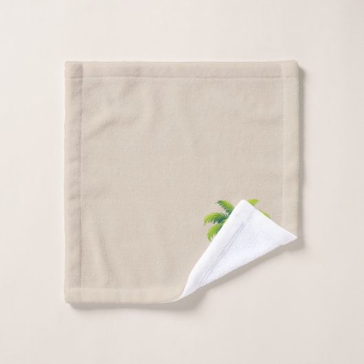 Moderne aangepaste groene palmboom en script op be bad handdoek (Wasdoekje)