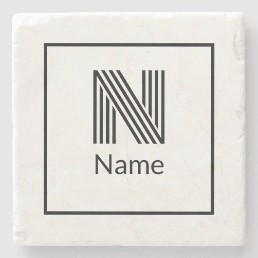 Moderne aangepaste Initiaal letter naam Stenen Onderzetter (Voorkant)