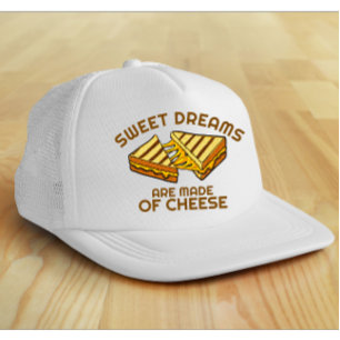 Moderne Aangepaste Kaas Brood Gele Tekst Trucker Pet