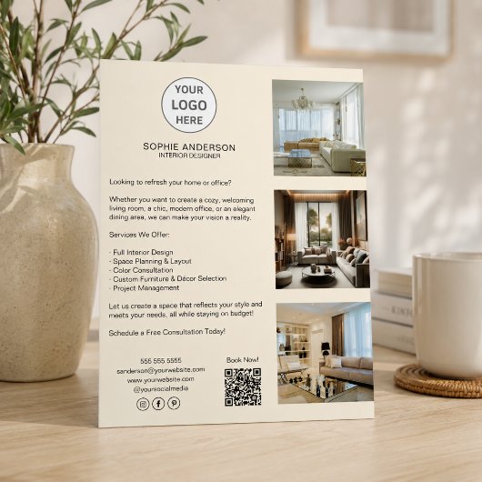 Moderne aangepaste logo crème professionele zaken flyer