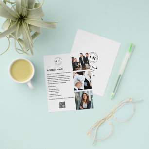 Moderne Aangepaste Logo Foto QR Witte Zakelijke Flyer