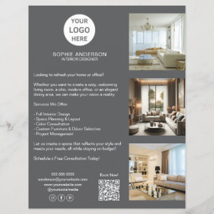 Moderne aangepaste logo grijze professionele zaken flyer