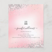 Moderne Aangepaste Logo promotie Glitter Roze Flyer (Achterkant)