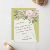 Moderne aangepaste moederdag notitiekaartje (Voorkant / Achterkant in situ)