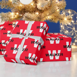 Moderne aangepaste monogram naam Bright Red Gift Cadeaupapier