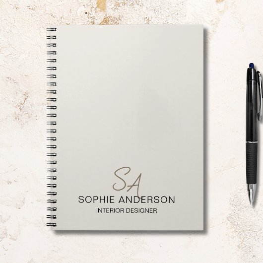 Moderne Aangepaste Monogram Professioneel Bedrijf Notitieboek