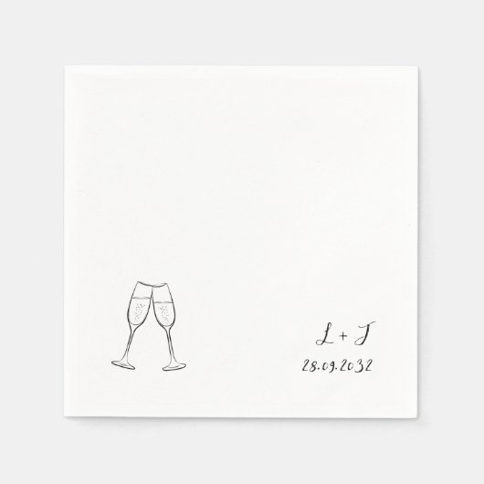 Moderne aangepaste monogram wijnglazen bruiloft servet (Voorkant)