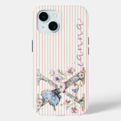 Moderne aangepaste naam Floral Butterfly Initiaal  Case-Mate iPhone Case (Achterkant)