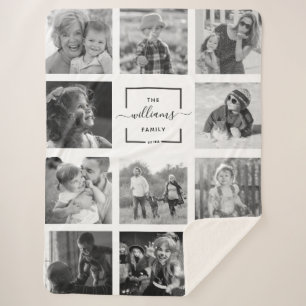 Moderne aangepaste naam foto-Collage Sherpa Deken