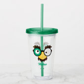 Moderne aangepaste naam Grappig gezicht Ierse vlag Acryl Drinkbeker (Voorkant)