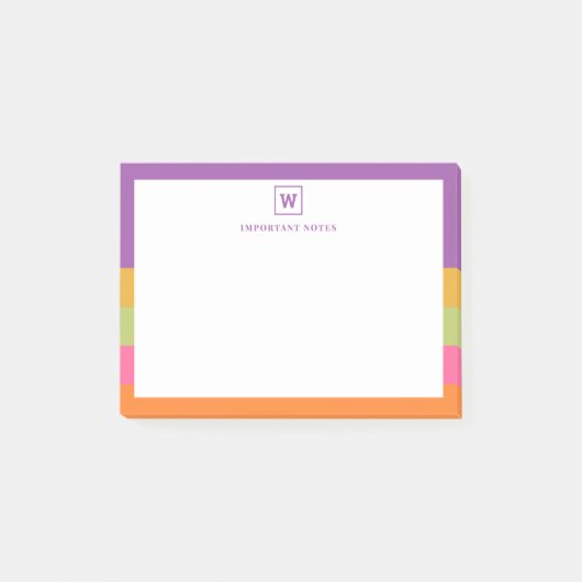 Moderne aangepaste naam Monogram Student School Post-it® Notes (Voorkant)
