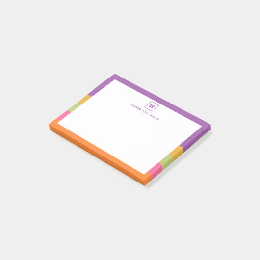 Moderne aangepaste naam Monogram Student School Post-it® Notes (Schuin)