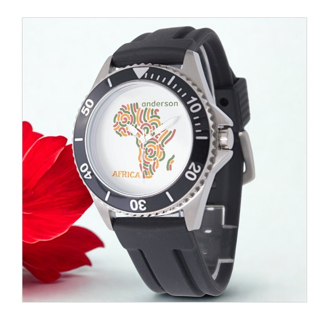 Moderne aangepaste naam Pan Africa Flag Map Horloge (Modern custom name hand watch)