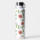 Moderne aangepaste naam Waterverf Bloemen bruiloft Waterfles (Achterkant)