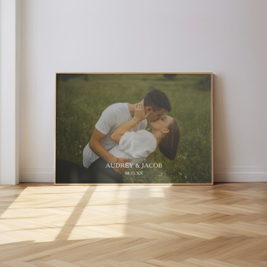 Moderne aangepaste namen bruidspaar foto poster