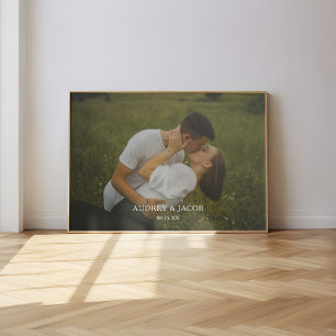 Moderne aangepaste namen Huwelijk Koppel Foto Poster