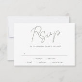 Moderne aangepaste namen Sage Groen Wit Bruiloft RSVP Kaartje (Voorkant)