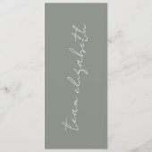 Moderne aangepaste namen Sage Groen Wit Bruiloft S Menu (Achterkant)