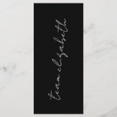 Moderne aangepaste namen Tuxedo Onyx Weddenschappe Menu (Achterkant)
