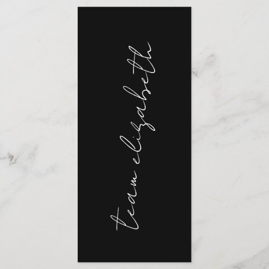 Moderne aangepaste namen Tuxedo Onyx Weddenschappe Menu (Achterkant)
