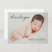 Moderne aangepaste pasgeboren Baby-fotohartscript Bedankkaart (Voorkant / Achterkant)