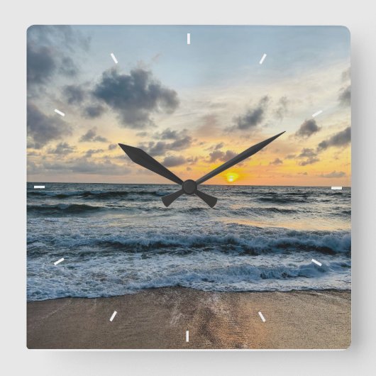 Moderne aangepaste Photo Mint Eenvoudig Mooi Cadea Vierkante Klok (Voorkant)