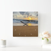 Moderne aangepaste Photo Mint Eenvoudig Mooi Cadea Vierkante Klok (Huis)