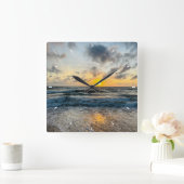 Moderne aangepaste Photo Mint Eenvoudig Mooi Cadea Vierkante Klok (Huis)