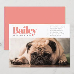Moderne Aangepaste Puppy Dog Foto Birthday Uitnodi Kaart