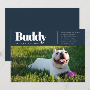 Moderne Aangepaste Puppy Dog Foto Birthday Uitnodi Kaart