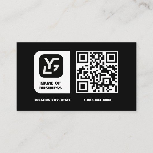 Moderne aangepaste QR-code zwart Visitekaartje (Voorkant)