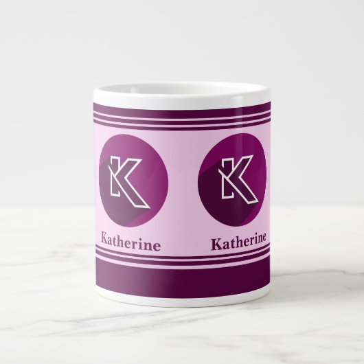 Moderne aangepaste stijlvolle naam Monogram Letter Extra Grote Beker (Voorkant)