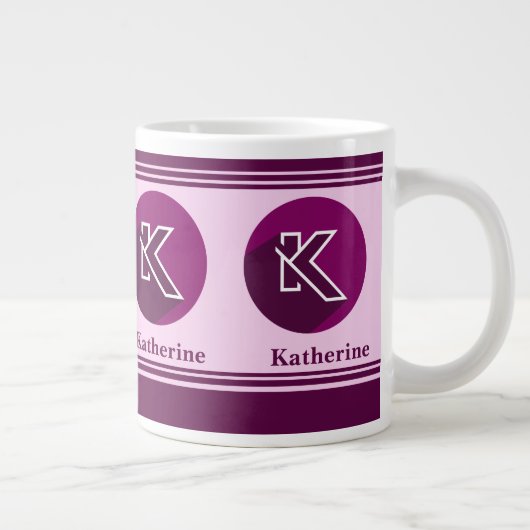 Moderne aangepaste stijlvolle naam Monogram Letter Extra Grote Beker (Rechts)