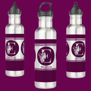 Moderne aangepaste stijlvolle naam Monogram Letter Waterfles