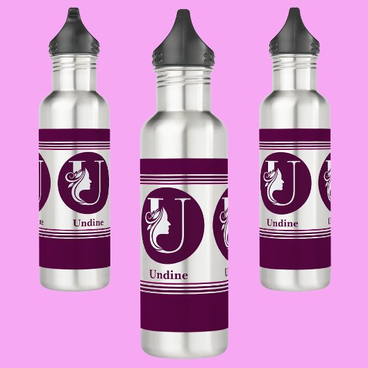 Moderne aangepaste stijlvolle naam Monogram Letter Waterfles