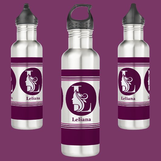 Moderne aangepaste stijlvolle naam Monogram Letter Waterfles