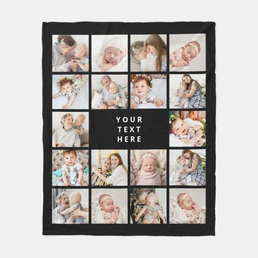 Moderne aangepaste tekst 18-foto collage fleece de (Voorkant)