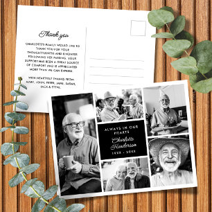 Moderne aangepaste tekst 5-foto begrafenis Dank u Briefkaart
