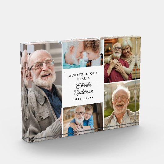 Moderne aangepaste tekst 5-foto collage Memorial Fotoblokken (Links)