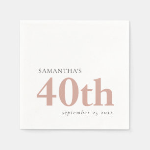 Moderne aangepaste tekst Blush roze 40th Name Date Servet