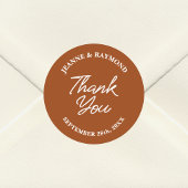Moderne aangepaste terracotta bruiloft dank u guns ronde sticker