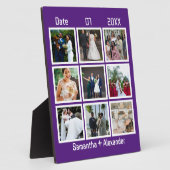 Moderne aangepaste trouwherdenking 9 foto collage fotoplaat (Zijkant)